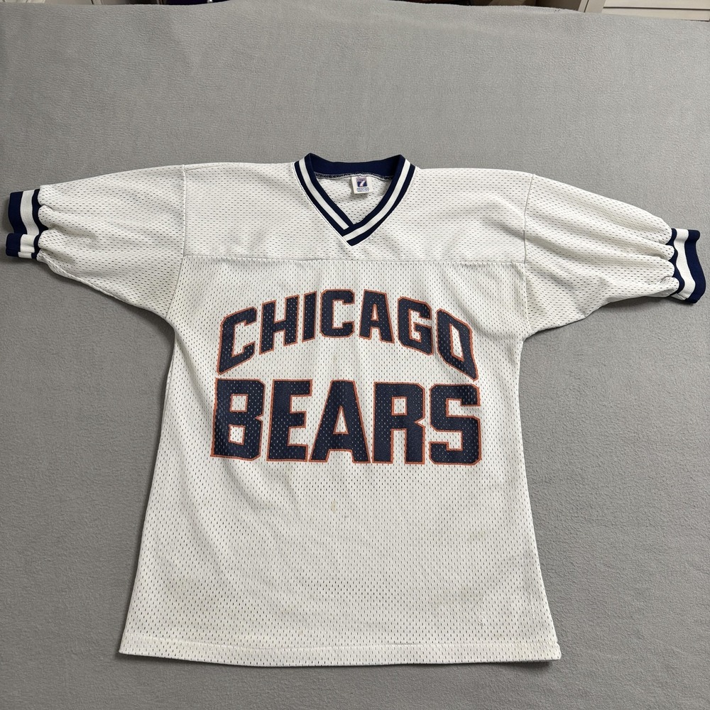 Vintage Chicago Bears Jersey Mens Large White NFL Football Logo 7 Mesh Made USA